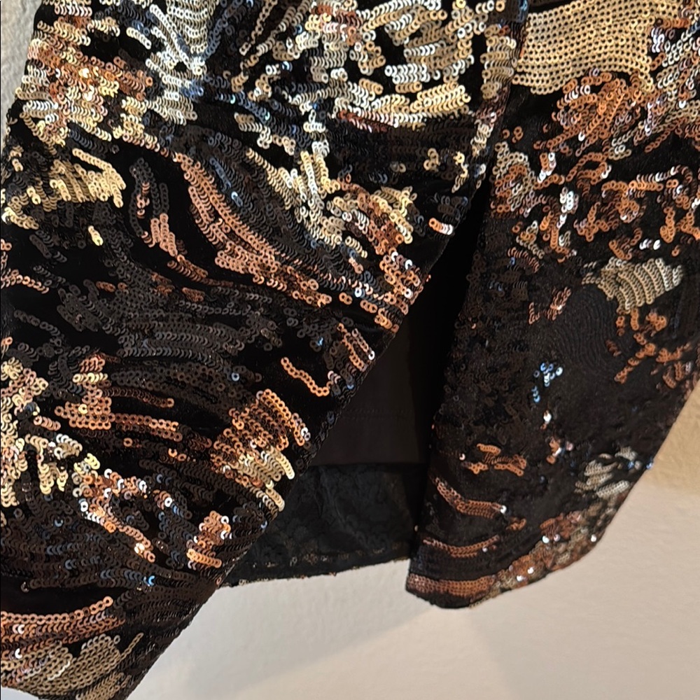 Dress the Population Black Sequin Midi Dress with Gold & Bronze Accents - Picture 7 of 9